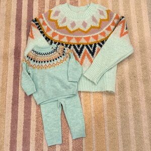 NWT Matching Fair Isle Sweater Set. Women’s Small & Baby 6-9 M